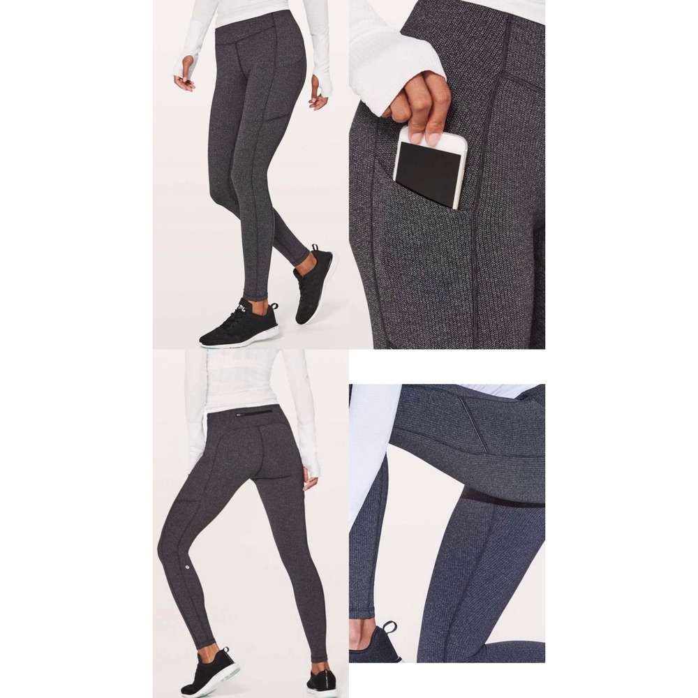 Lululemon Speed Up Tight 28 Herringbone Black Slate Running Leggings Size 4